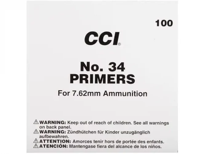 CCI Large Rifle 7,62 mm NATO-Spec Military Primers #34 Box mit 1000 (10 Trays mit 100