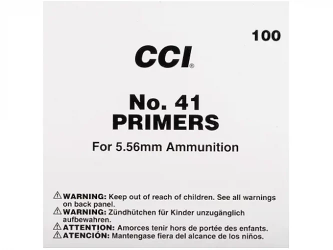 CCI Small Rifle 5,56 mm NATO-Spec Military Primers #41 Box mit 1000 (10 Tabletts mit 100)