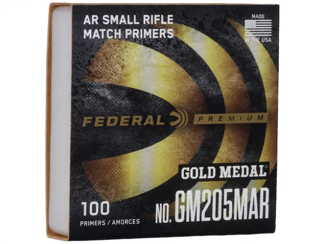 Federal Premium Gold Medal AR Match Grade Small Rifle Primers #GM205MAR Box mit 1000 (10 Schalen mit 100)