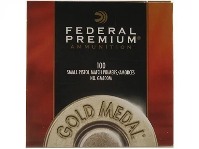 Federal Premium Gold Medal Small Pistol Match Primers #100M Box mit 1000 Stück (10 Schalen mit 100 Stück)