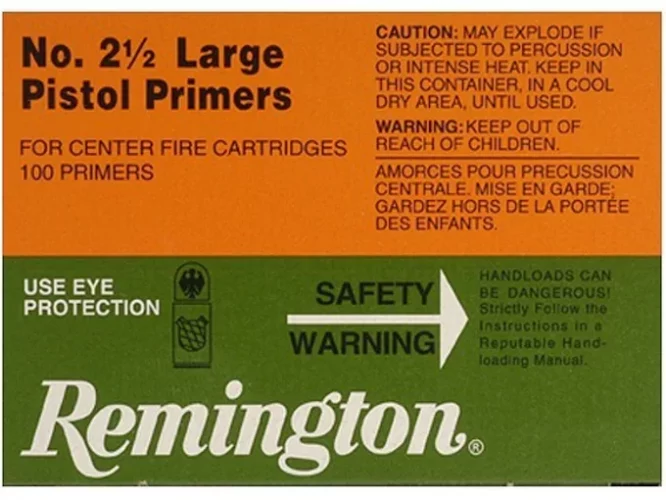 Remington Large Pistol Primers #2-1/2 Box mit 1000 (10 Schalen mit 100)